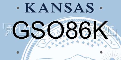GSO86K Kansas License Plate
