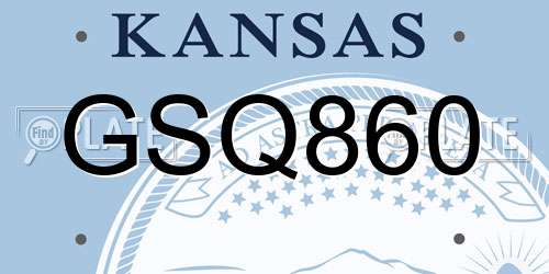 GSQ860 Kansas License Plate