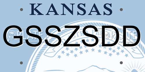 GSSZSDD Kansas License Plate