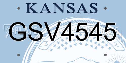 GSV4545 Kansas License Plate