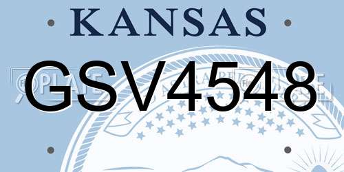 GSV4548 Kansas License Plate