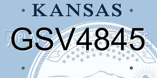 GSV4845 Kansas License Plate