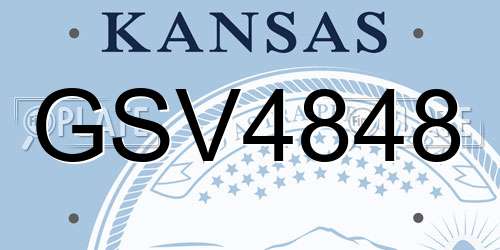 GSV4848 Kansas License Plate