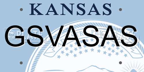 GSVASAS Kansas License Plate
