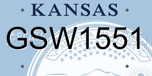 GSW1551 Kansas License Plate