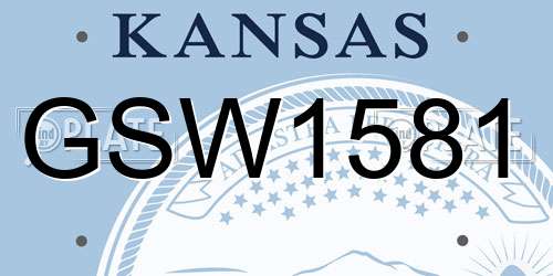 GSW1581 Kansas License Plate