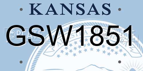 GSW1851 Kansas License Plate
