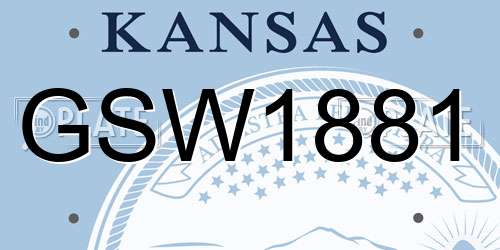 GSW1881 Kansas License Plate