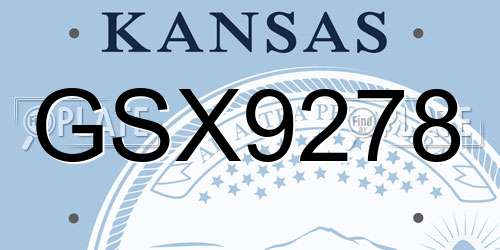 GSX9278 Kansas License Plate