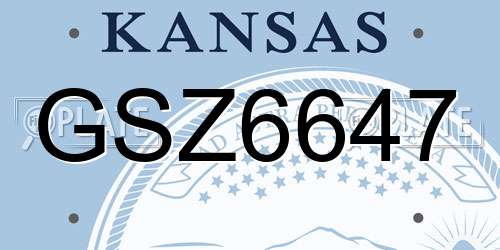 GSZ6647 Kansas License Plate