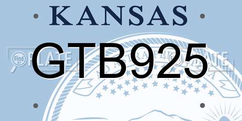 GTB925 Kansas License Plate