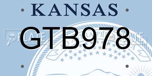 GTB978 Kansas License Plate