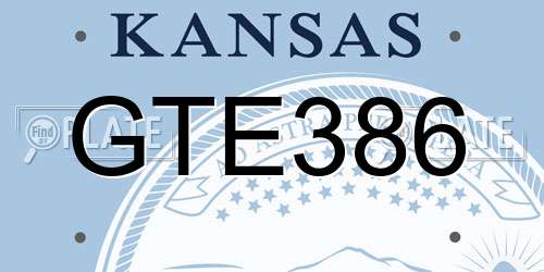 GTE386 Kansas License Plate