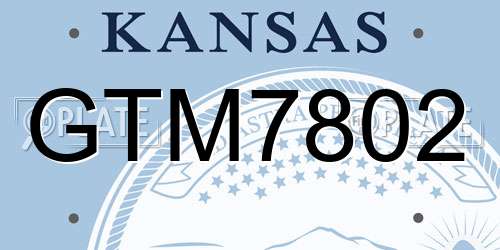 GTM7802 Kansas License Plate