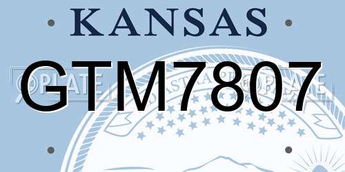 GTM7807 Kansas License Plate