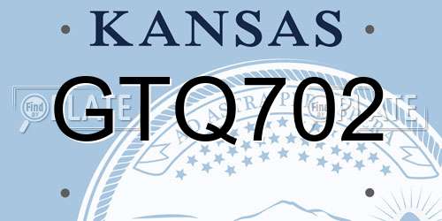GTQ702 Kansas License Plate