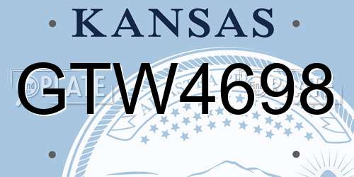 GTW4698 Kansas License Plate