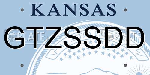 GTZSSDD Kansas License Plate