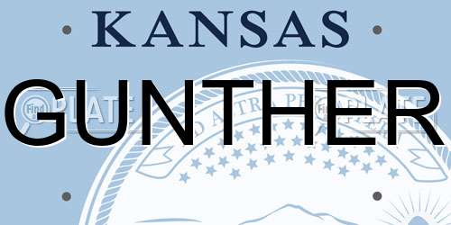 GUNTHER Kansas License Plate