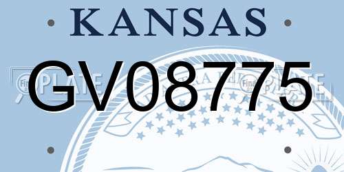 GV08775 Kansas License Plate