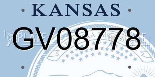 GV08778 Kansas License Plate