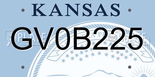GV0B225 Kansas License Plate