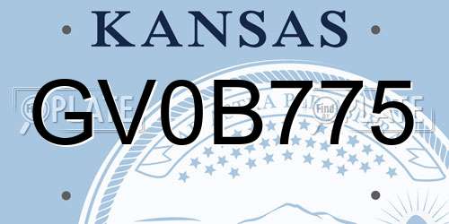 GV0B775 Kansas License Plate