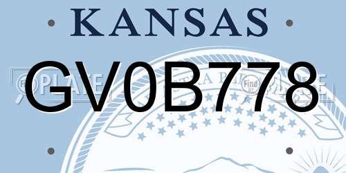 GV0B778 Kansas License Plate