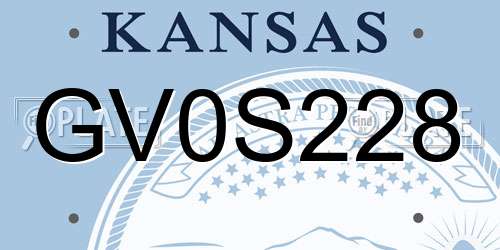 GV0S228 Kansas License Plate
