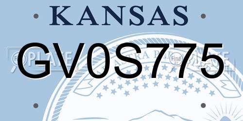 GV0S775 Kansas License Plate