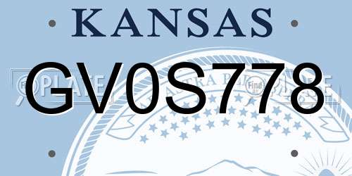 GV0S778 Kansas License Plate