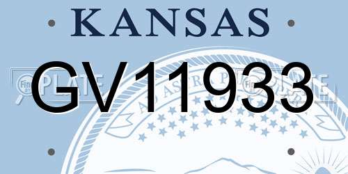 GV11933 Kansas License Plate