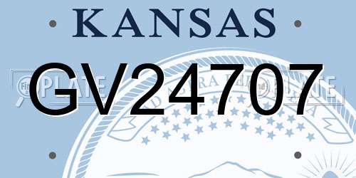 GV24707 Kansas License Plate