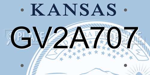 GV2A707 Kansas License Plate