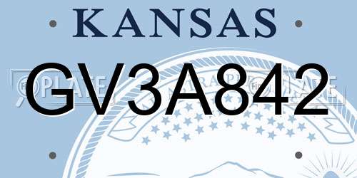 GV3A842 Kansas License Plate