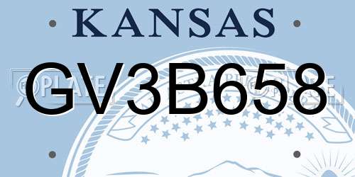 GV3B658 Kansas License Plate