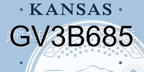 GV3B685 Kansas License Plate