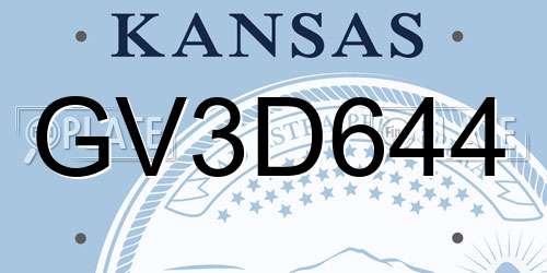 GV3D644 Kansas License Plate