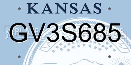 GV3S685 Kansas License Plate