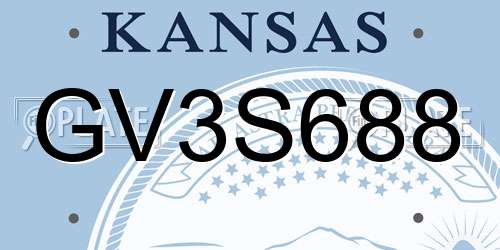 GV3S688 Kansas License Plate