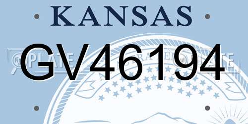 GV46194 Kansas License Plate