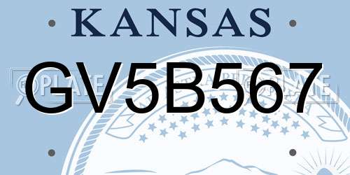 GV5B567 Kansas License Plate