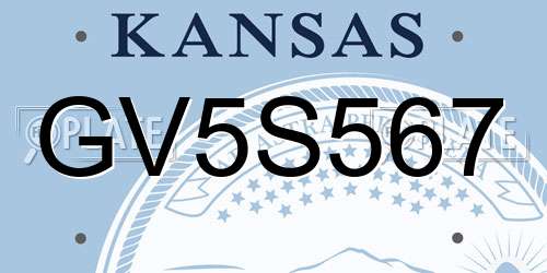 GV5S567 Kansas License Plate