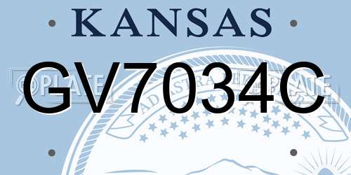 GV7034C Kansas License Plate