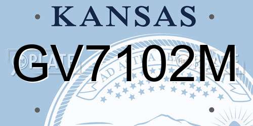GV7102M Kansas License Plate