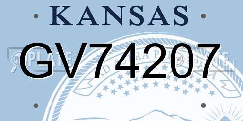 GV74207 Kansas License Plate