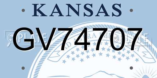 GV74707 Kansas License Plate