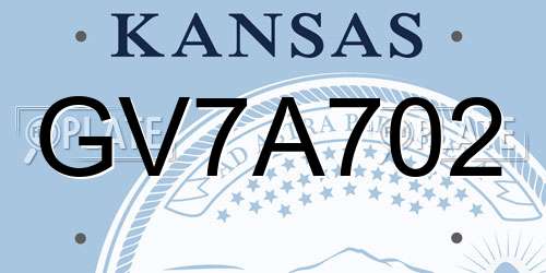 GV7A702 Kansas License Plate