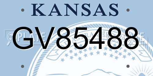 GV85488 Kansas License Plate