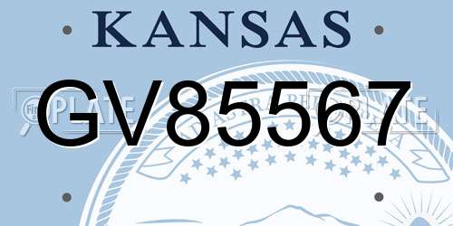GV85567 Kansas License Plate